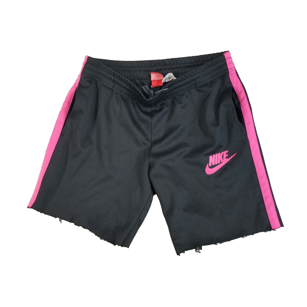 Nike shorts women's large black fleece‎ cut off Sports yoga Lounge pockets